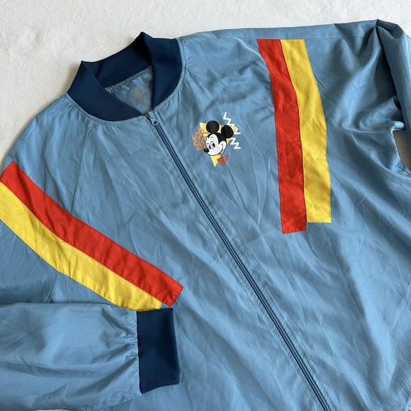 Disney Other - Disney Parks Blue Long Sleeve Zip Mickey Mouse Retro Windbreaker Jacket 2XL Mens